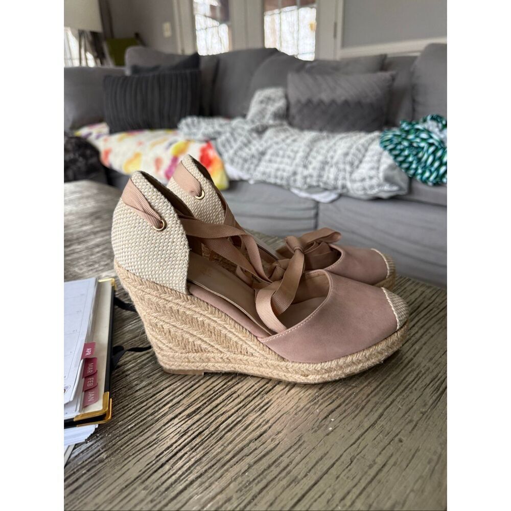 Catherine Malandrino Blush & Neutral Espadrille Wedge sz 8 NWT